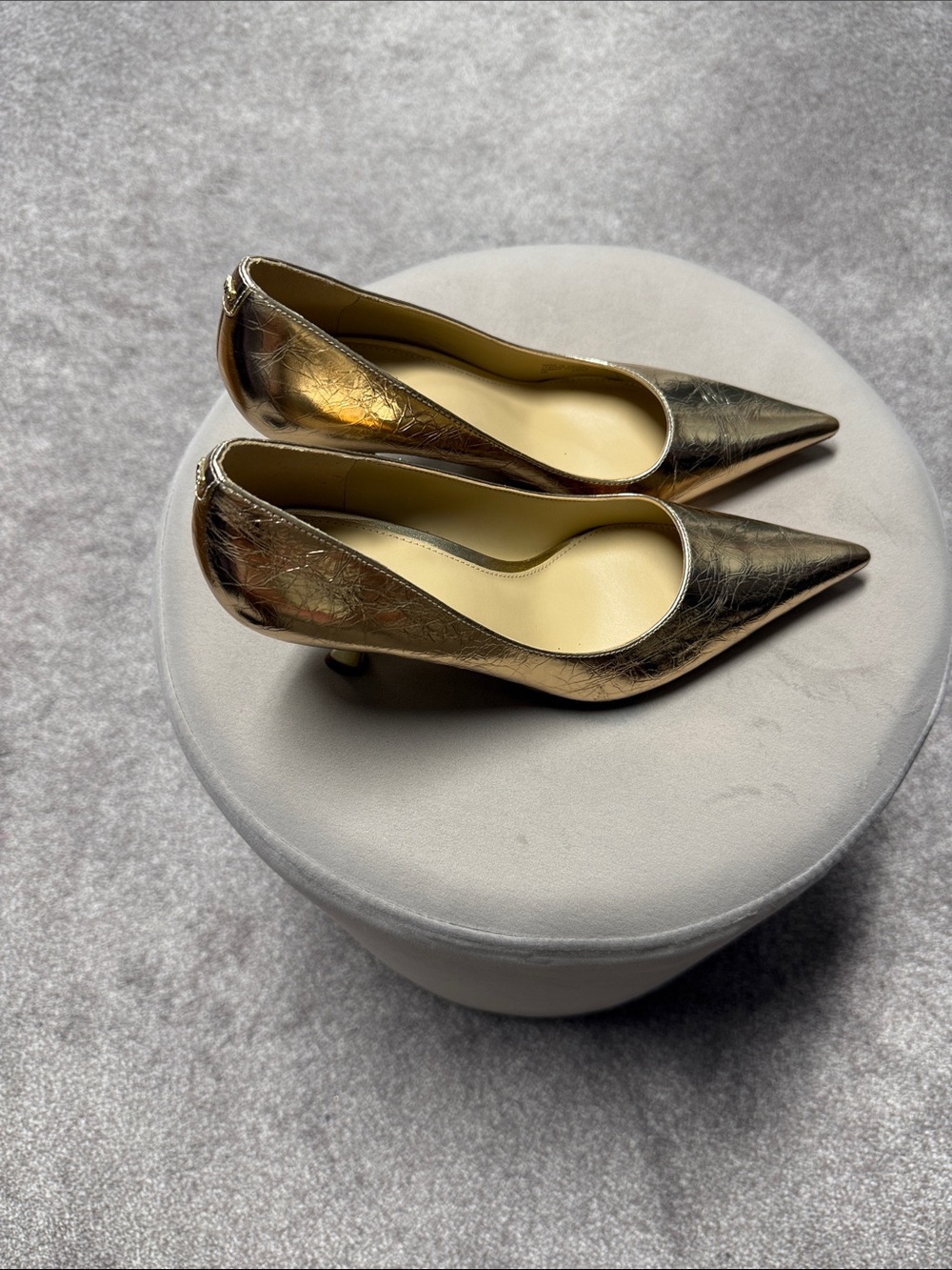 Michael Kors Metallic Gold Pointed-Toe Pumps - Picture 2 of 6